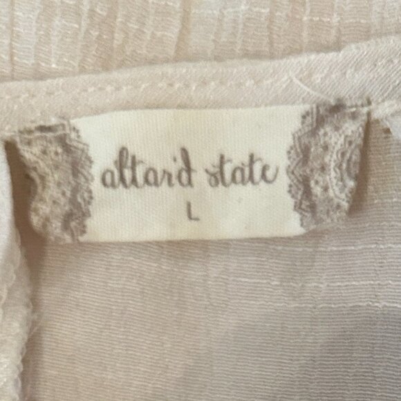 Altar'd State SZ L Ivory Embroidered Top Artsy Comfy Boho Cottage Feminine 70's - Picture 7 of 9